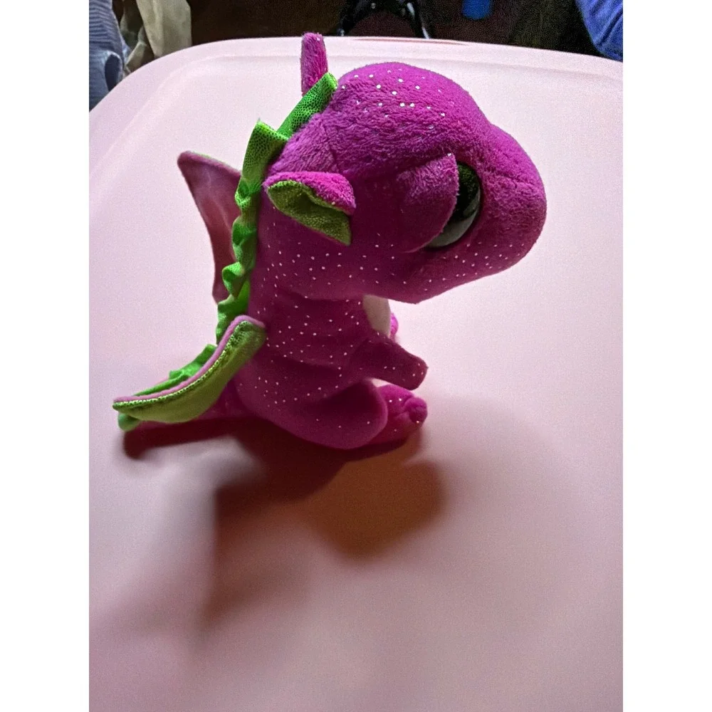 Ty Beanie Boos Darla Dragon Purple‎ Pink Green Glitter Plush Stuffed Animal Toy
